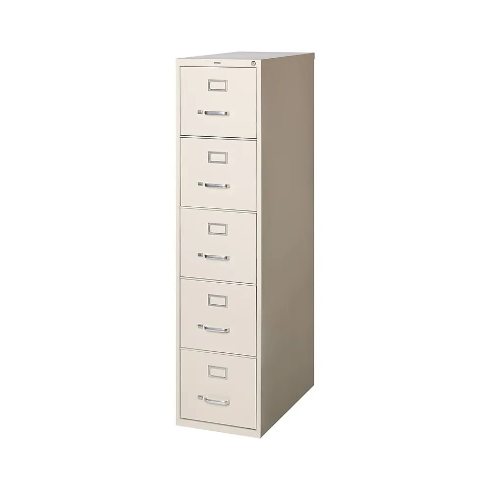 File Cabinets*Staples Commercial 5-Drawer Vertical File Cabinet, Letter Size, Lockable, 61.38"H x 15"W x 26.5"D, Putty (59590/25431)