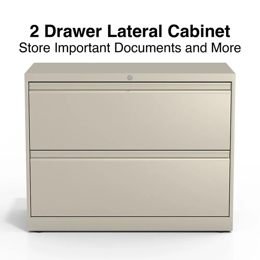 File Cabinets*Staples Commercial 2-Drawer Lateral File Cabinet, Letter/Legal Size, Lockable, 28.15"H x 36"W x 18.62"D, Putty (60921/17450)