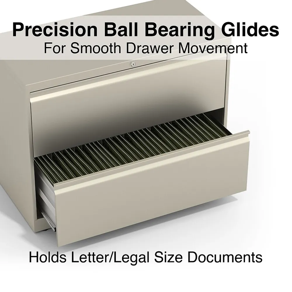 File Cabinets*Staples Commercial 2-Drawer Lateral File Cabinet, Letter/Legal Size, Lockable, 28.15"H x 36"W x 18.62"D, Putty (60921/17450)