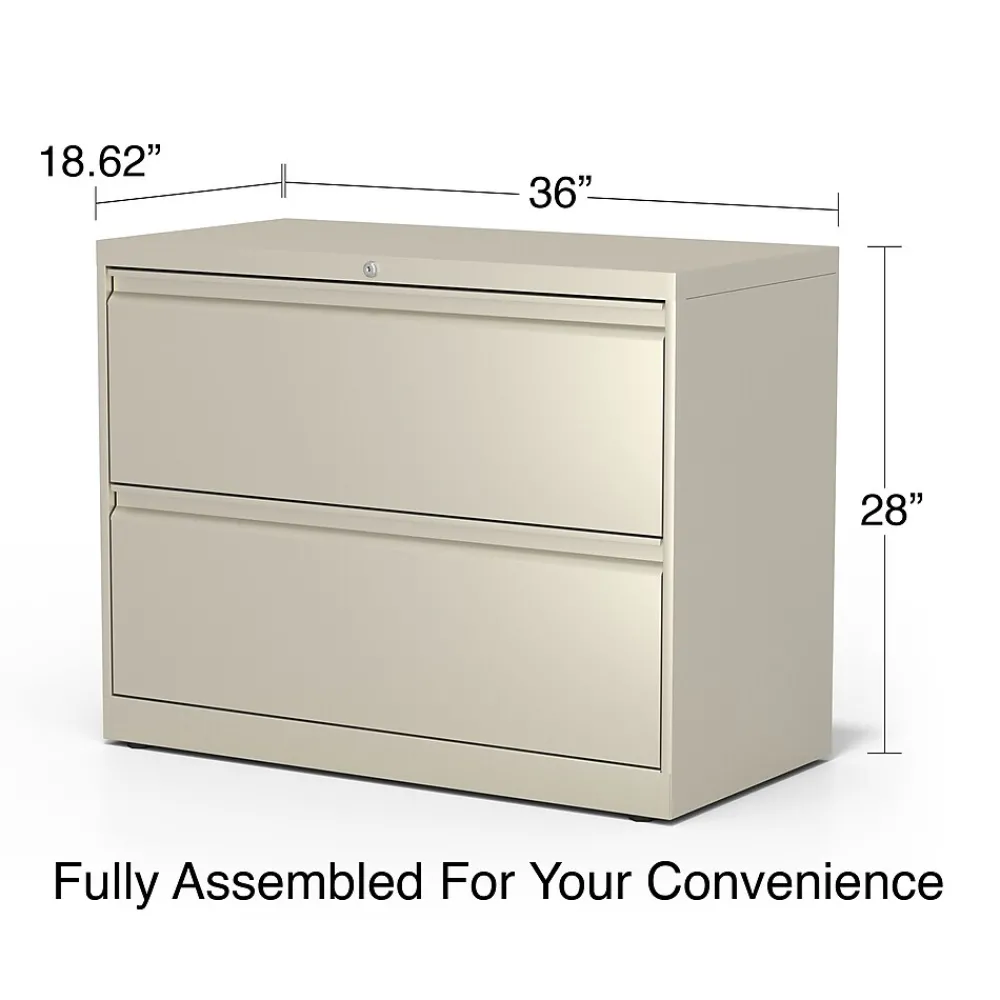 File Cabinets*Staples Commercial 2-Drawer Lateral File Cabinet, Letter/Legal Size, Lockable, 28.15"H x 36"W x 18.62"D, Putty (60921/17450)