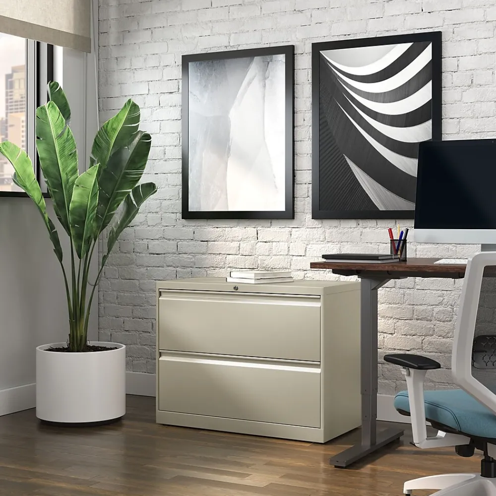 File Cabinets*Staples Commercial 2-Drawer Lateral File Cabinet, Letter/Legal Size, Lockable, 28.15"H x 36"W x 18.62"D, Putty (60921/17450)