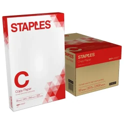 Copy Paper*Staples Copy Paper, 11" x 17", 20 lbs., White, 500 Sheets/Ream, 5 Reams/Carton (512215)