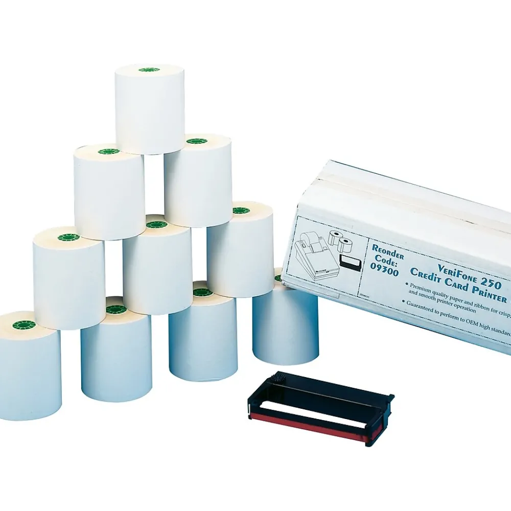 Pos Paper*Staples Credit/Debt Verifone 250 Kit, 2-Ply, 3" x 90', 10 Rolls/Pack (452177)