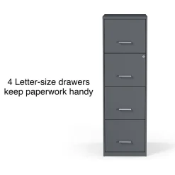File Cabinets*Staples 4-Drawer Vertical File Cabinet, Letter Size, Lockable, 45.8"H x 14.3"W x 18.9"D, (ST52148-CC) Charcoal
