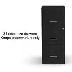 File Cabinets*Staples 3-Drawer Vertical File Cabinet, Letter Size, Lockable, 34.9"H x 14.3"W x 18.9"D, Black (ST52151-CC)