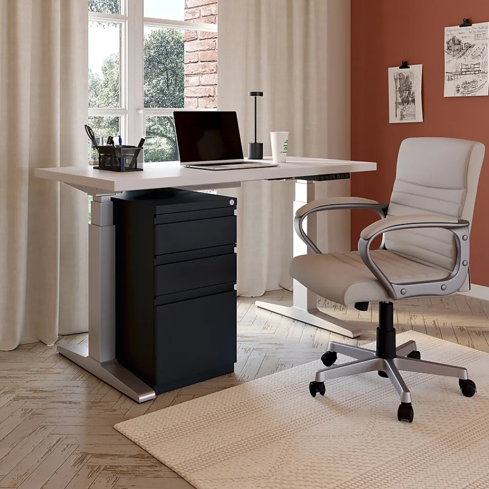 File Cabinets*Staples 3-Drawer Vertical File Cabinet, Locking, Letter, Black, 19.88"D (24874D)