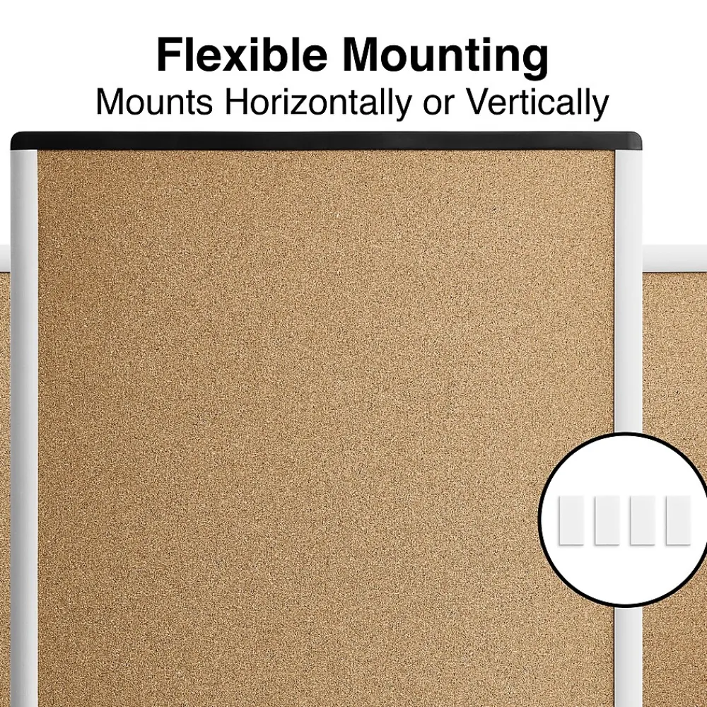 Bulletin*Staples Durable Cork Bulletin Board, Black/Silver Frame, 2' x 1.5' (ST52490-US)