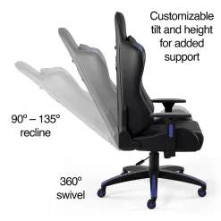 Gaming Chairs*Emerge Staples Vartan Bonded Leather Ergonomic Gaming Chair, Black/Blue (53242V)