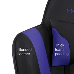 Gaming Chairs*Emerge Staples Vartan Bonded Leather Ergonomic Gaming Chair, Black/Blue (53242V)