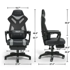Gaming Chairs*Emerge Staples Vomax Bonded Leather Ergonomic Gaming Chair, Black/Gray (61364)
