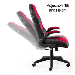 Gaming Chairs*Emerge Staples Vortex Bonded Leather Ergonomic Gaming Chair, Black and (51465-CC) Red