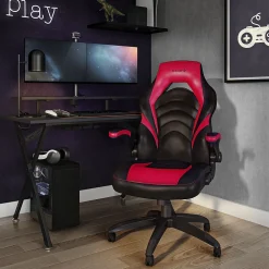 Gaming Chairs*Emerge Staples Vortex Bonded Leather Ergonomic Gaming Chair, Black and (51465-CC) Red