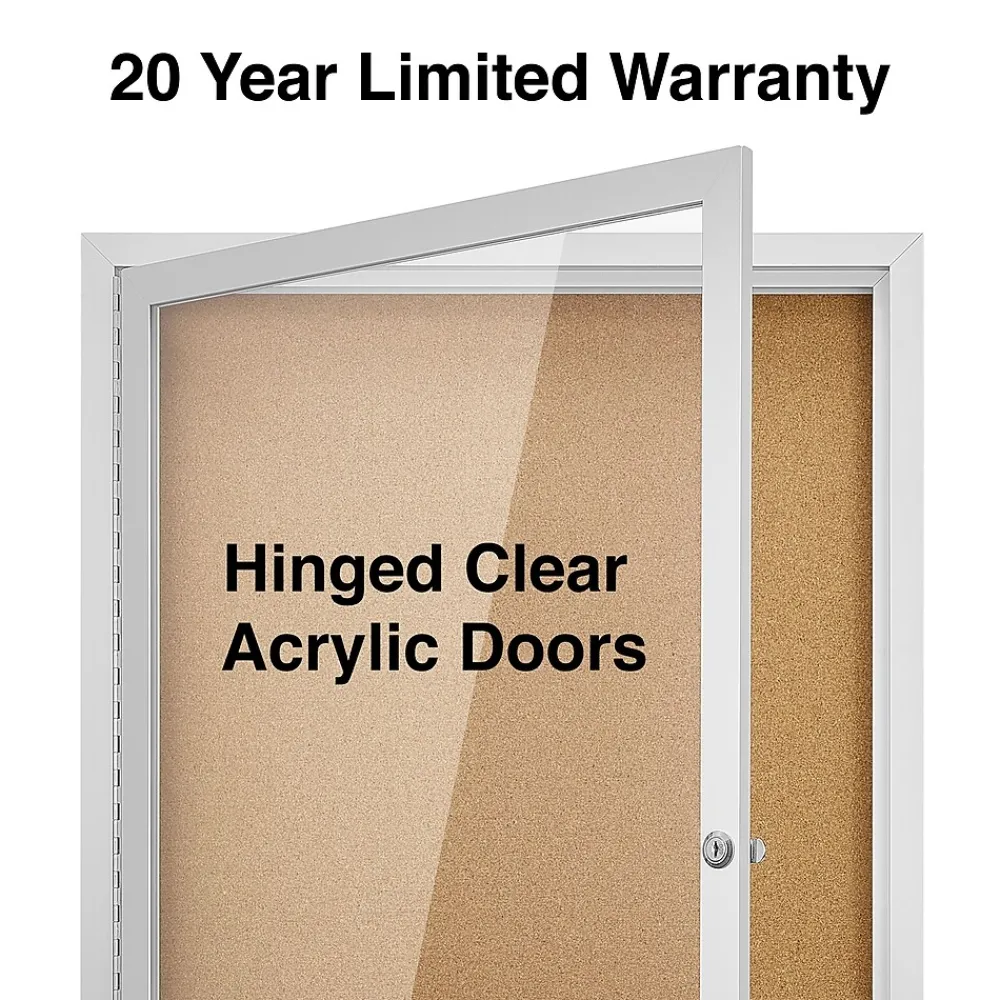 Bulletin*Staples Enclosed Cork Display Board, Aluminum Frame, 3' x 2' (ST61261)