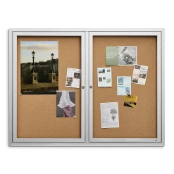 Bulletin*Staples Enclosed Cork Display Board, Aluminum Frame, 4' x 3' (ST61262)