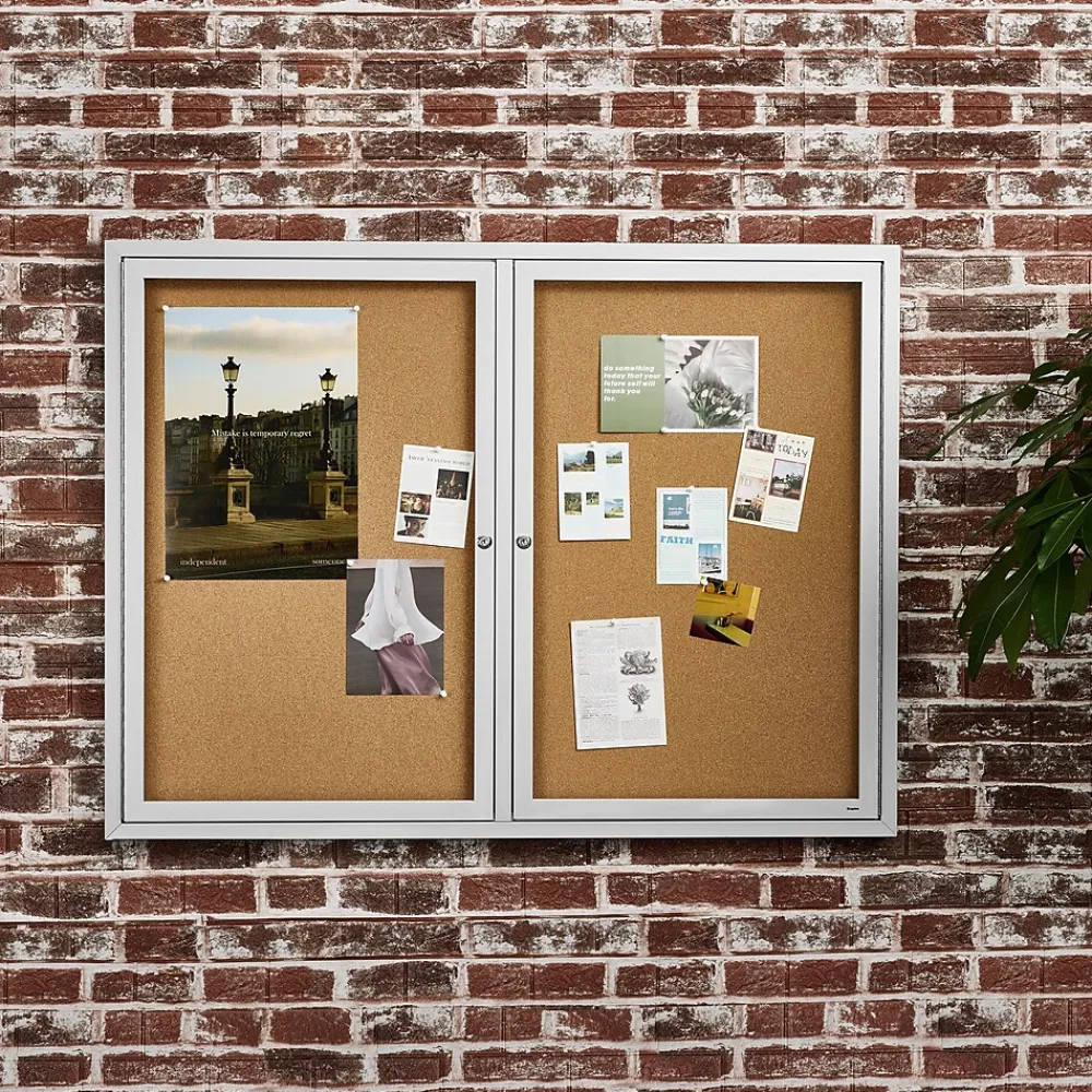 Bulletin*Staples Enclosed Cork Display Board, Aluminum Frame, 4' x 3' (ST61262)