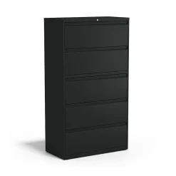 File Cabinets*Staples HL8000 Commercial 5-Drawer Lateral File Cabinet, Locking, Letter/Legal, Black, 36"W (21754D)