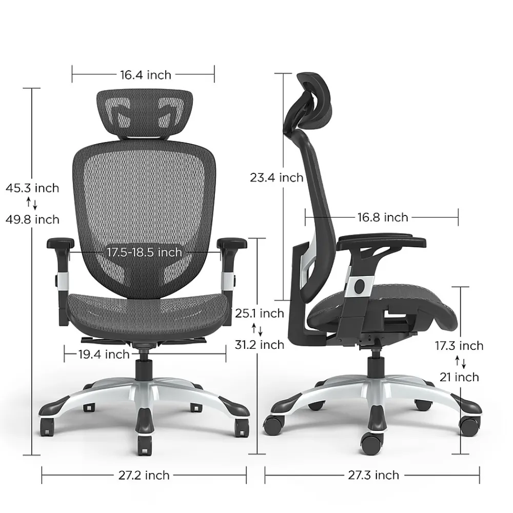Ergonomic Chairs*Staples Hyken Ergonomic Mesh Swivel Task Chair, (UN59460) Black