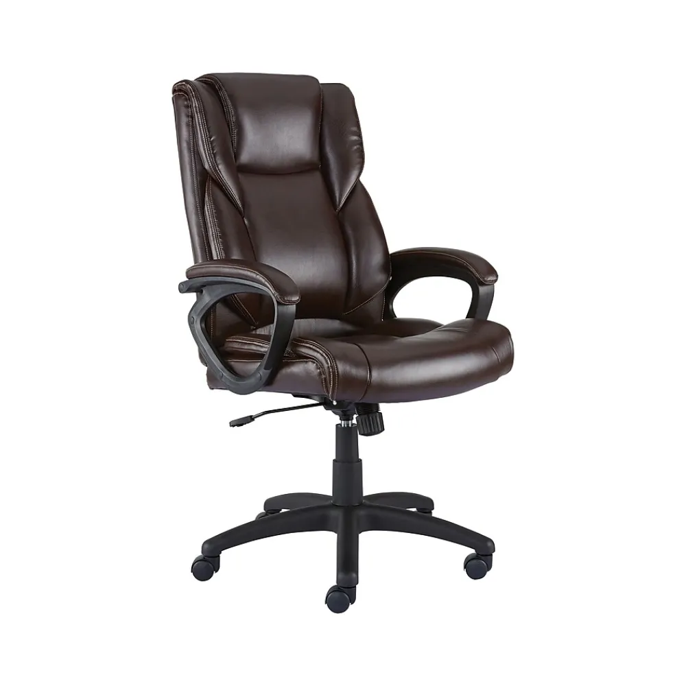 Office Chairs*Staples Kelburne Luxura Ergonomic Faux Leather Swivel Executive Chair, (58227-CC) Brown