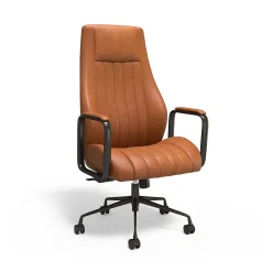 Office Chairs*Staples ® Laconia Ergonomic Leather Swivel Manager Chair, Brown (HLC-3932)