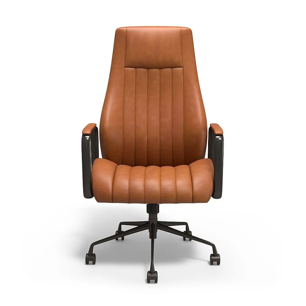 Office Chairs*Staples ® Laconia Ergonomic Leather Swivel Manager Chair, Brown (HLC-3932)