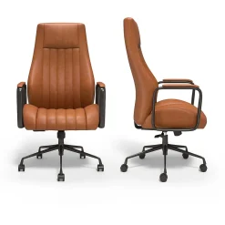 Office Chairs*Staples ® Laconia Ergonomic Leather Swivel Manager Chair, Brown (HLC-3932)