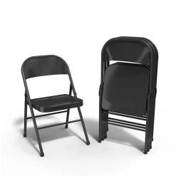 Folding & Stacking*Staples ® Metal Office Stacking & Folding Chair, , 4/Pack (51501) Black