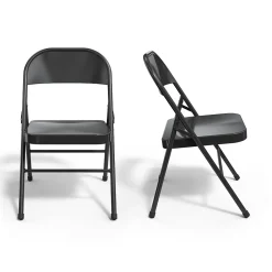Folding & Stacking*Staples ® Metal Office Stacking & Folding Chair, , 4/Pack (51501) Black