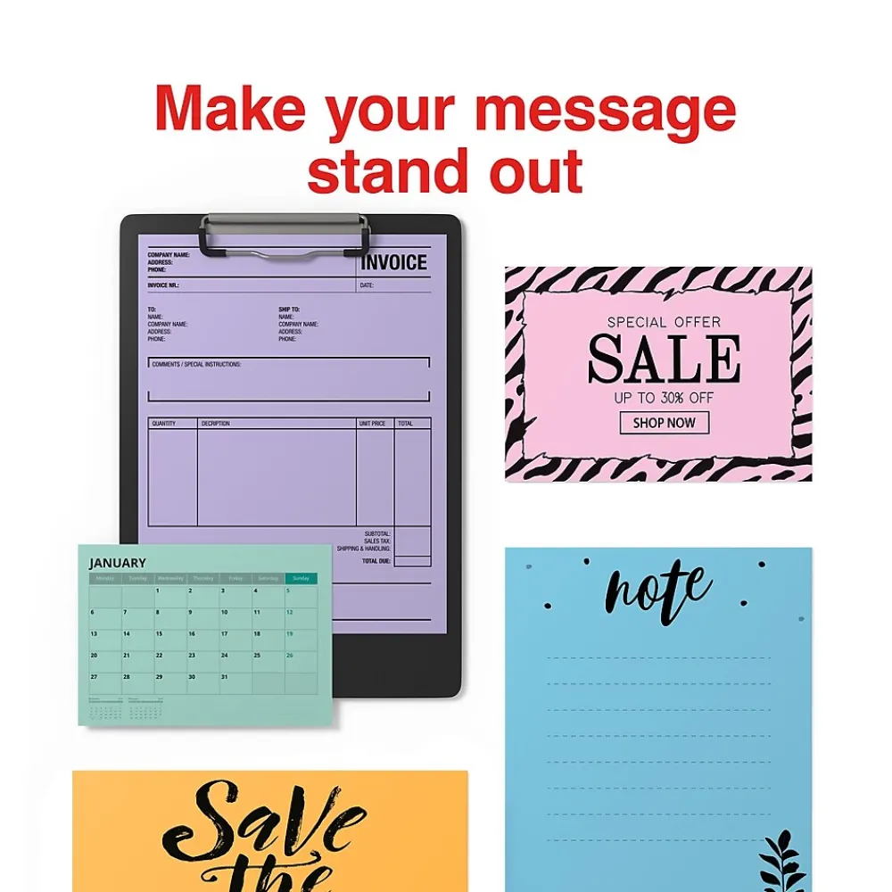 Multipurpose Paper*Staples Pastel 30% Recycled Color Copy Paper, 20 lbs., 8.5" x 11", , 500 Sheets/Ream (14784) Turquoise