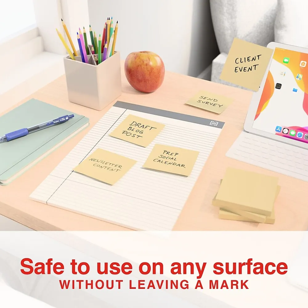 Sticky Notes*Staples Recycled Notes, 3" x 3", Sunshine Collection, 100 Sheet/Pad, 12 Pads/Pack (S33YR12/52564)