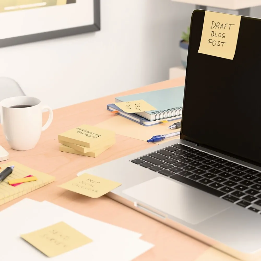 Sticky Notes*Staples Recycled Notes, 3" x 3", Sunshine Collection, 100 Sheet/Pad, 12 Pads/Pack (S33YR12/52564)