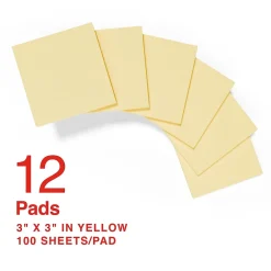 Sticky Notes*Staples Recycled Pop-up Notes, 3" x 3", Sunshine Collection, 100 Sheet/Pad, 12 Pads/Pack (S33YRP12/52563)