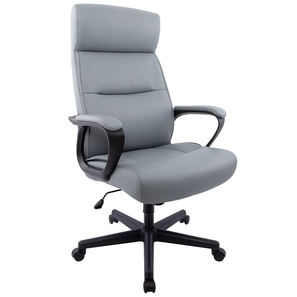 Ergonomic Chairs*Staples ® Rutherford Ergonomic Faux Leather Swivel Executive Chair, (58677V) Gray