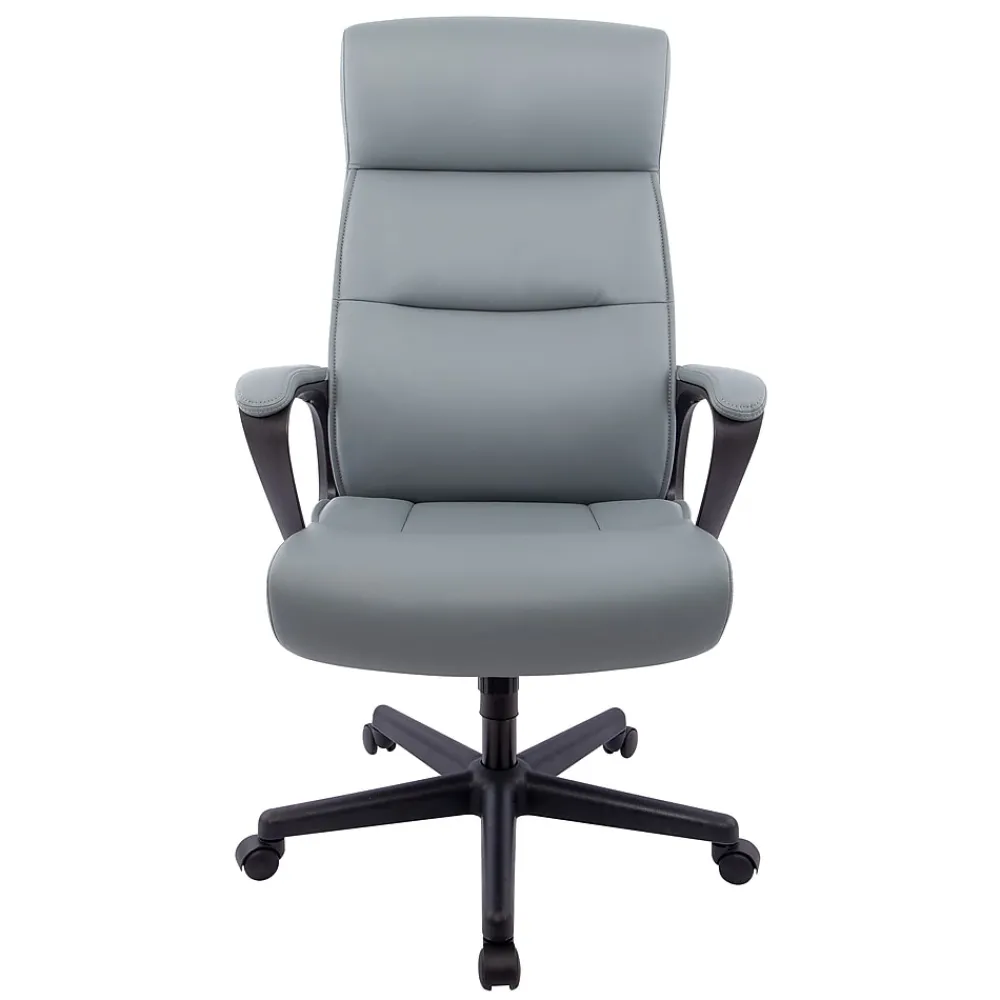 Ergonomic Chairs*Staples ® Rutherford Ergonomic Faux Leather Swivel Executive Chair, (58677V) Gray