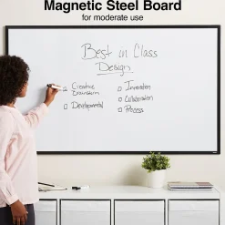 Dry Erase*Staples Standard Durable Magnetic Steel Dry-Erase Whiteboard, Steel Black Frame, 5' x 3' (52480-CC)