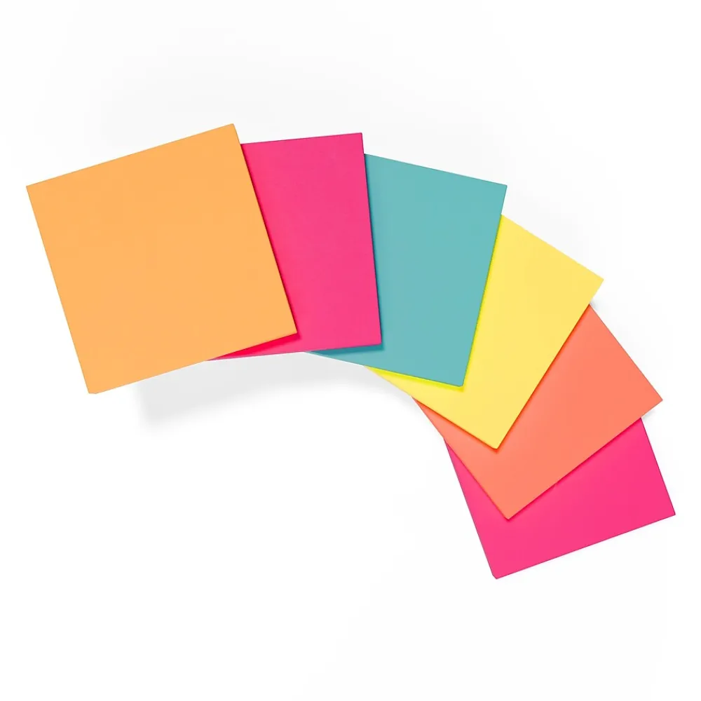 Sticky Notes*Staples Stickies Standard Notes, 3" x 3" Assorted, 100 Sheets/Pad, 6 Pads/Pack (S-33BR6/52560)