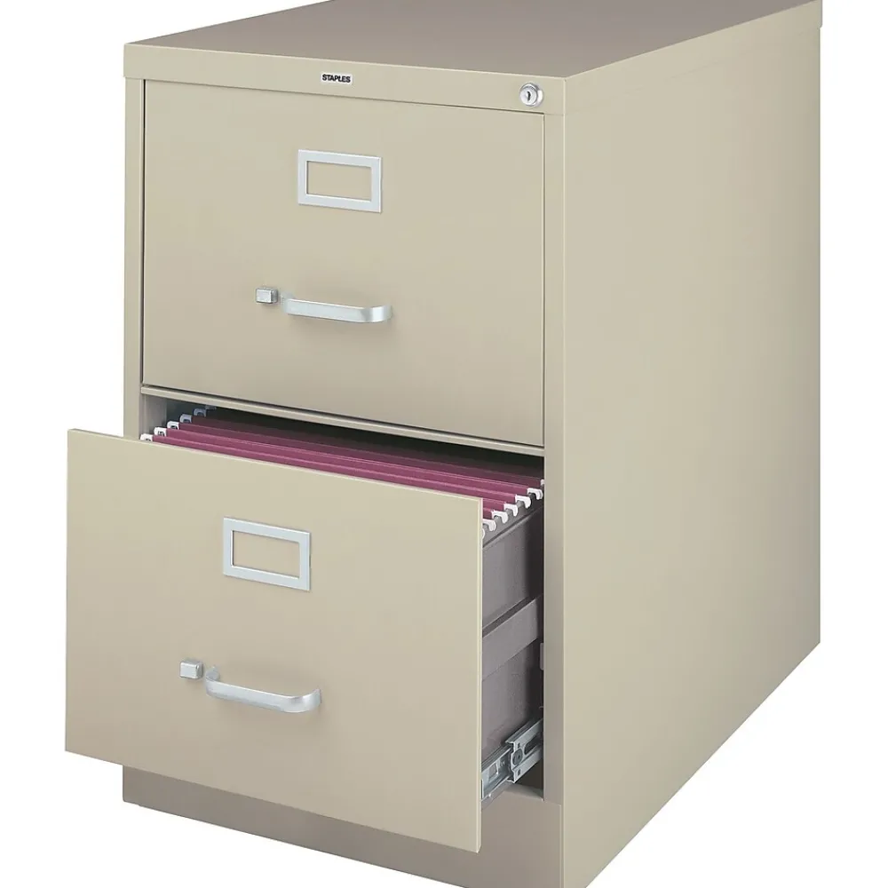 File Cabinets*Staples ® Vertical File Cabinet, Legal, 2-Drawer, Putty, 25"D (25158D)