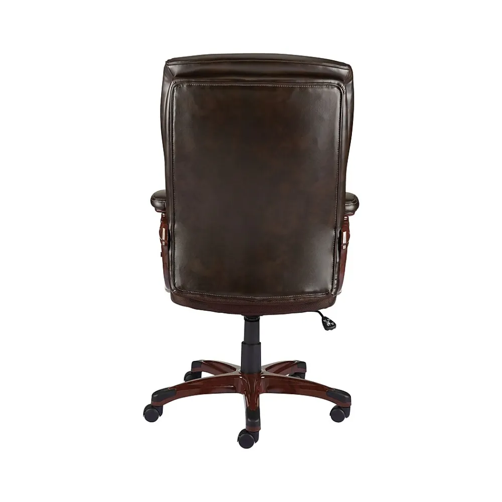 Office Chairs*Staples ® Westcliffe Ergonomic Leather Swivel Executive Chair, Brown (50219R-CC)