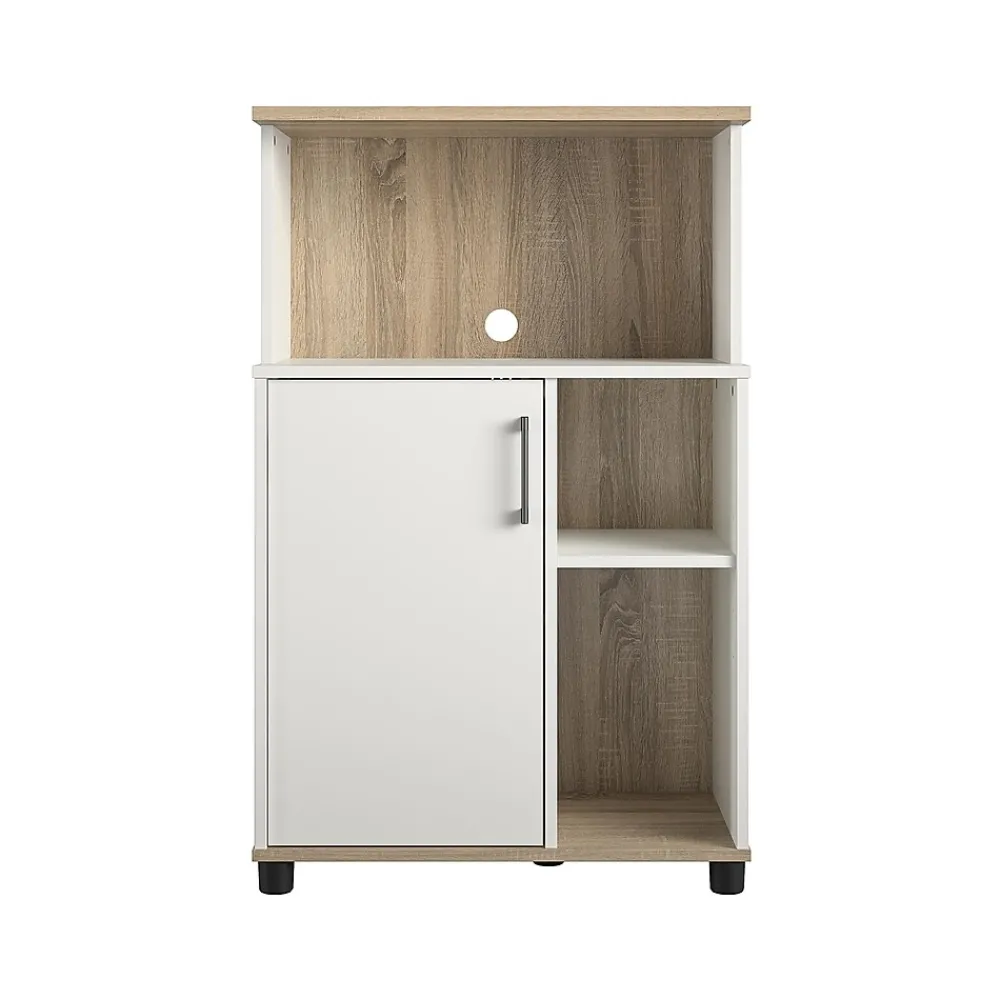 Storage Cabinets*System Build Whitmore 42" Microwave Stand with 6 Shelves, Rustic White/Oak (7014500COM)