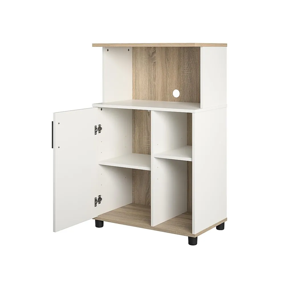 Storage Cabinets*System Build Whitmore 42" Microwave Stand with 6 Shelves, Rustic White/Oak (7014500COM)