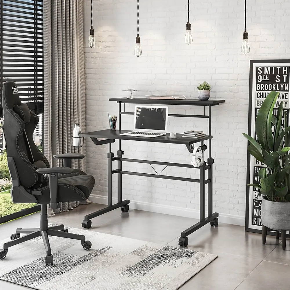 Corner Desks*Techni Mobili 36" Mobile Desk, Black (RTA-3800SU-BK)