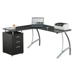 Corner Desks*Techni Mobili Modern L-Shaped Computer Desk with File Cabinet, Espresso (RTA-4804L-ES)
