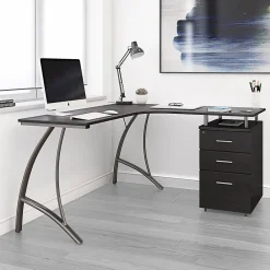 Corner Desks*Techni Mobili Modern L-Shaped Computer Desk with File Cabinet, Espresso (RTA-4804L-ES)