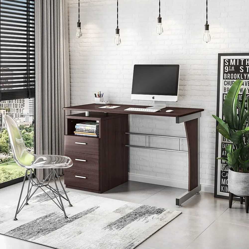 Computer Desks*RTA Techni Mobili 48"W Computer Desk with Ample Storage, Chocolate (-3520-CH36)