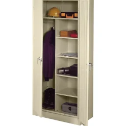 Storage Cabinets*Tennsco Deluxe Combination Storage Cabinet, 6-Shelf, 1 Closet, Putty, 78"H x 36"W x 18"D