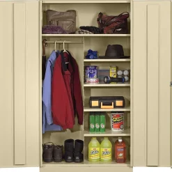 Storage Cabinets*Tennsco Standard Combination Cabinet, 6-Shelf, 1 Closet, Putty, 72"H x 36"W x 18"D Champagne Putty