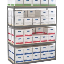Shelving*Tennsco Z-Line Record Archive Shelving Unit, Supports 8,000 lb., Medium Grey, 84"H x 69"W x 30"D