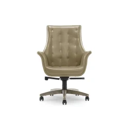 Office Chairs*Thomasville Furniture Brooks Ergonomic Bonded Leather Swivel Executive Chair, Taupe (51493-TP)