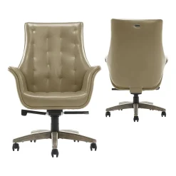 Office Chairs*Thomasville Furniture Brooks Ergonomic Bonded Leather Swivel Executive Chair, Taupe (51493-TP)