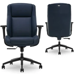Office Chairs*Thomasville Furniture Darius Ergonomic Bonded Leather Swivel Executive Chair, Navy (51490-NVY)