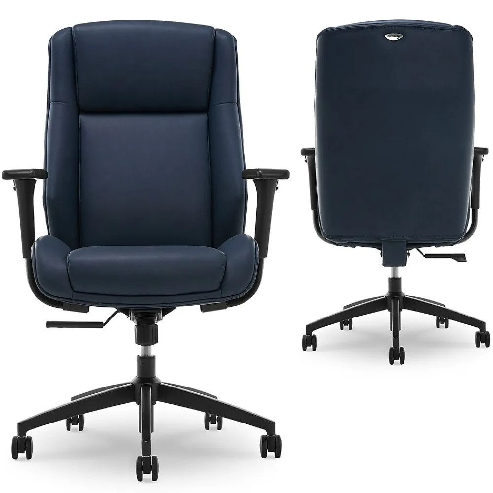 Office Chairs*Thomasville Furniture Darius Ergonomic Bonded Leather Swivel Executive Chair, Navy (51490-NVY)